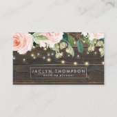 rustikale hölzerne Blumenschnur beleuchtet Visitenkarte (Vorderseite)