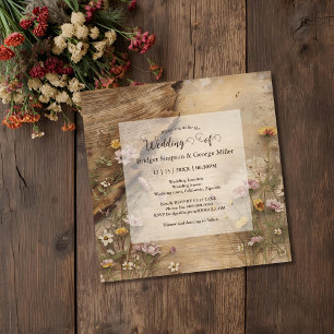 Rustikale hölzerne bohemianische Floral-Hochzeit Einladung