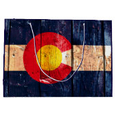 Rustikale hölzerne Colorado-Flaggengeschenktasche Große Geschenktüte (Rückseite)