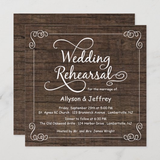 Rustikale hölzerne einladung (Vorne/Hinten)