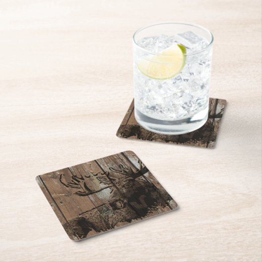 Rustikale hölzerne Elch-Untersetzer Rechteckiger Pappuntersetzer (Vor Ort)