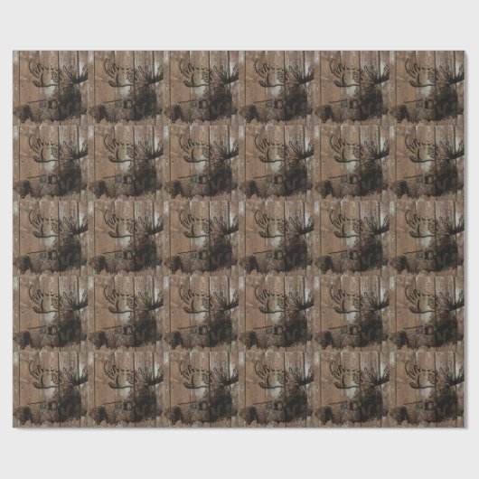 Rustikale hölzerne Elche Geschenkpapier (Flach)