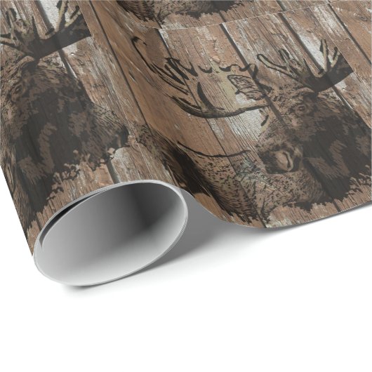 Rustikale hölzerne Elche Geschenkpapier (Rolleneckpunkt)