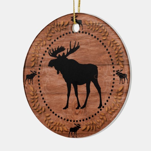Rustikale hölzerne Elchkreisverzierung Keramikornament (Links)