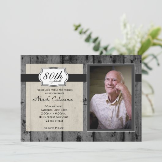 Rustikale hölzerne erwachsener einladung (Stehend Vorderseite)