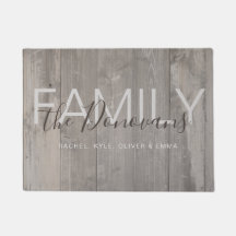 Rustikale hölzerne Familien-Fußmatte