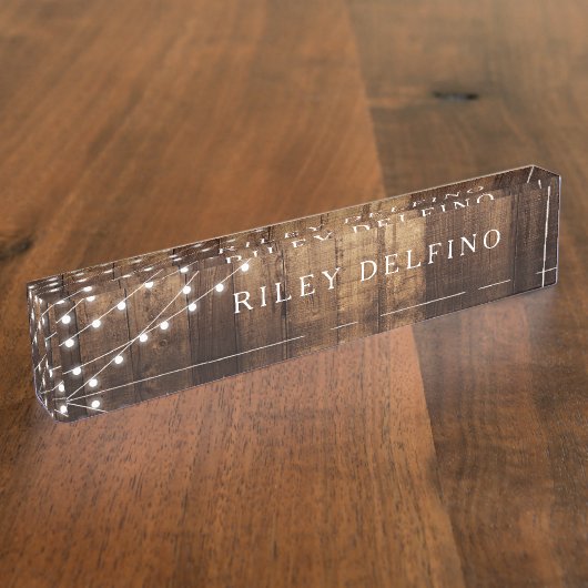 Rustikale hölzerne feenhafte namensplakette (Seite)