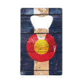 Rustikale hölzerne Flaggen-Kartenflasche Denvers Kreditkartenflaschenöffner (Rückseite)