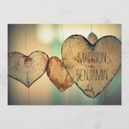 Rustikale hölzerne Herz-Land-Hochzeits-Einladungen Einladung