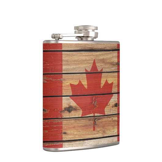 Rustikale hölzerne Kanada-Flagge Flachmann (Rechts)