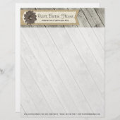 Rustikale hölzerne Knopf-Gewebe-Blume u. schäbige Briefkopf (Vorne/Hinten)