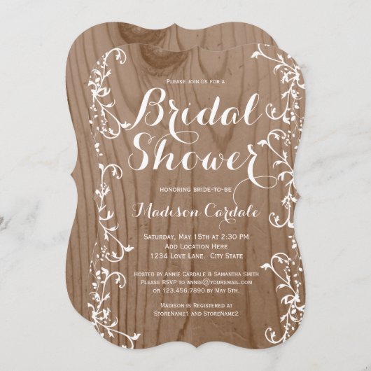 Rustikale hölzerne Korn-Brautparty-Einladungen Einladung (Vorne/Hinten)