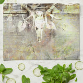 Rustikale hölzerne Korn-Hirsch-Schädel-mit Geschirrtuch (Gefaltet)