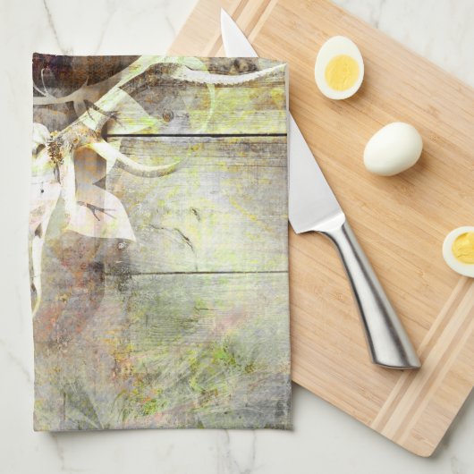 Rustikale hölzerne Korn-Hirsch-Schädel-mit Geschirrtuch (Viertel Falte)