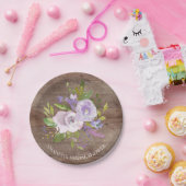 Rustikale hölzerne Lavendel-Blumen-Dusche 7" Pappteller (Party)