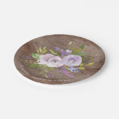 Rustikale hölzerne Lavendel-Blumen-Dusche 7" Pappteller (Schrägansicht)