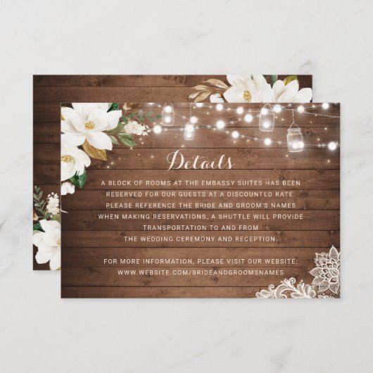Rustikale hölzerne mit Blumenschnur beleuchtet Einladung (Vorne/Hinten)