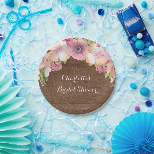 Rustikale hölzerne rosa pappteller (Party)