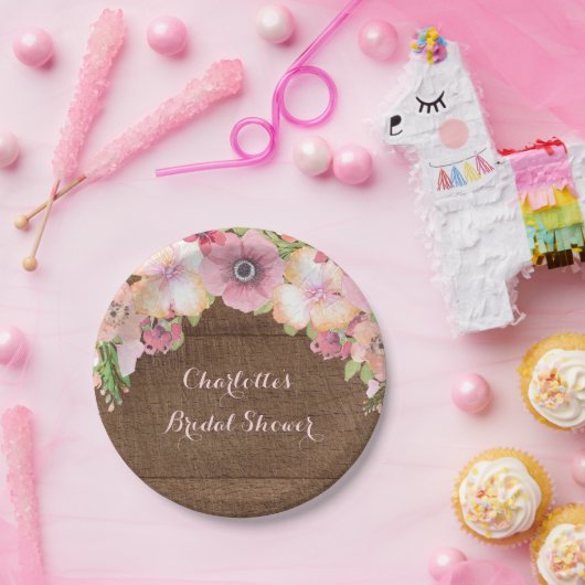 Rustikale hölzerne rosa pappteller (Party)