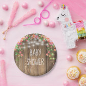 Rustikale hölzerne Schnur beleuchtet Pappteller (Party)