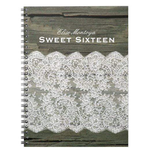 Rustikale hölzerne Spitze 16. Geburtstag Notizblock (Vorderseite)