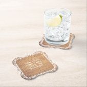 Rustikale hölzerne Spitze-Hochzeit Untersetzer (Vor Ort)