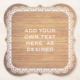 Rustikale hölzerne Spitze-Hochzeit Untersetzer