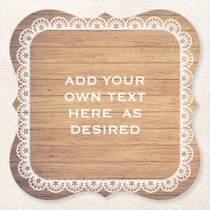 Rustikale hölzerne Spitze-Hochzeit Untersetzer