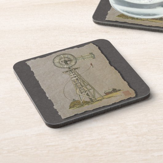 Rustikale hölzerne Windmühle Untersetzer (Linke Seite)