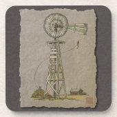 Rustikale hölzerne Windmühle Untersetzer (Vorderseite)