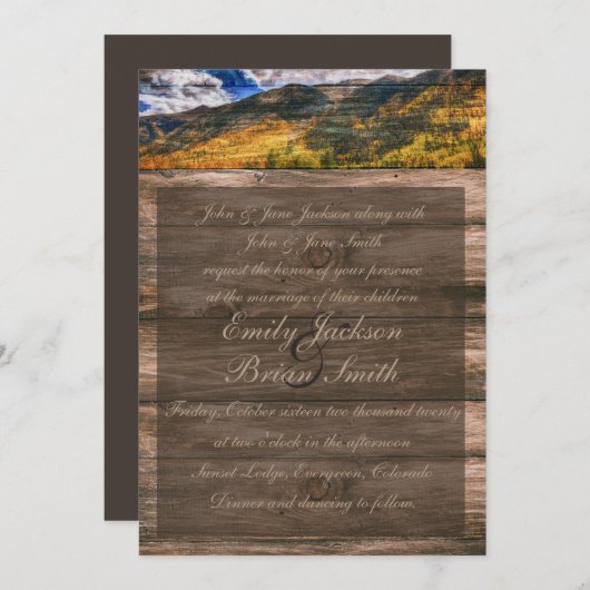 Rustikale Holzfäller Bäume Hochzeitseinladungen Einladung (Vorne/Hinten)