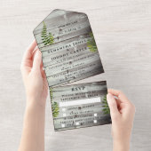 Rustikale Holzfäller Herbst Fern Barnelenhochzeit All In One Einladung (Abreißen)