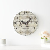 Rustikale Holzfamilie Bergziege Große Uhr (Zuhause)
