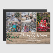 Rustikale Holzfamilie Collage Weihnachtsmagnetisch Magnetkarte (Vorne/Hinten)