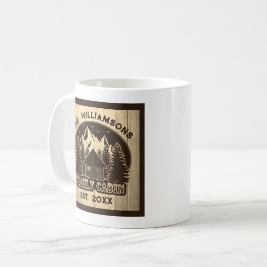 Rustikale Holzfamilie Kabine Zuhause Brown Name Ke Kaffeetasse (Vorderseite Links)