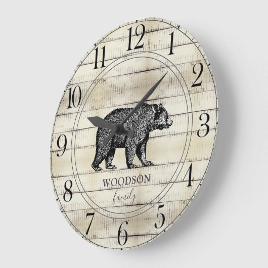 Rustikale Holzfamilie Walking Bären Große Uhr (Winkel)