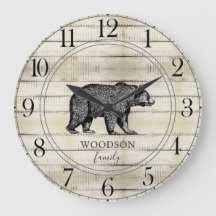 Rustikale Holzfamilie Walking Bären Große Uhr