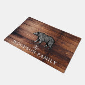 Rustikale Holzfamilie Walking Bear Doormat Fußmatte (Schrägansicht)