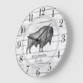Rustikale Holzfamilie Walking Bison Buffalo Große Wanduhr (Winkel)