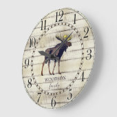Rustikale Holzfamilie Walking Elche große Uhr (Winkel)