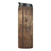 Rustikale Holzfarbenbasis und Name Thermal Tumbler Thermosbecher (Nach rechts gedreht)