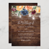 Rustikale Holzfarbenleuchten Hochzeit Einladung (Vorne/Hinten)