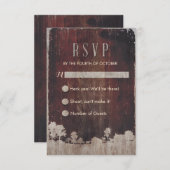 Rustikale Holzfarm RSVP Karte (Vorne/Hinten)