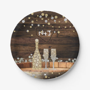 Rustikale Holzfass-Lampen Champagner Moderne Party Pappteller