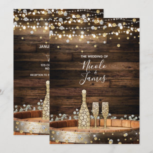 Rustikale Holzfass-Lichter Champagner Moderne Hoch Einladung