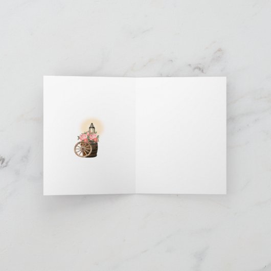 Rustikale Holzfass- und Korallenhochzeit Dankeskarte (Innenseite)