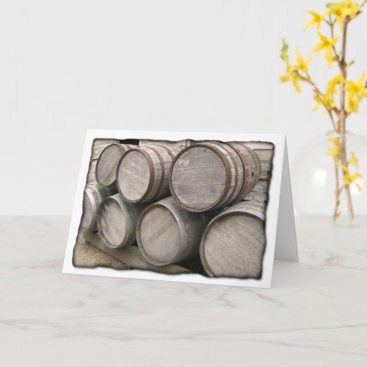 Rustikale Holzfässer Karte (Gelbe Blume)