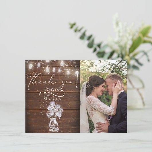 Rustikale Holzfechten Dankeskarte (Stehend Vorderseite)