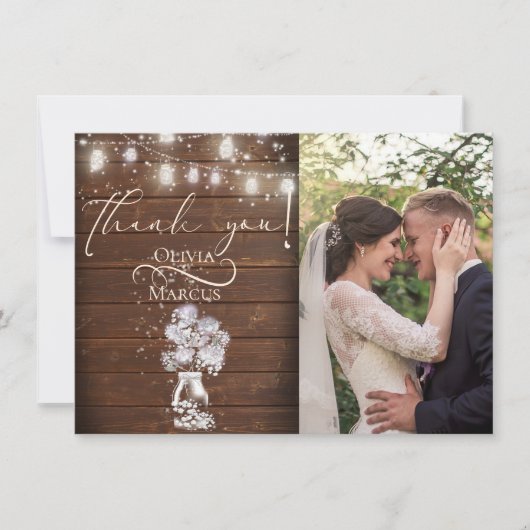 Rustikale Holzfechten Dankeskarte (Vorderseite)