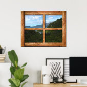 Rustikale Holzfenster mit Blick auf Neuseeland Poster (Heimbüro)